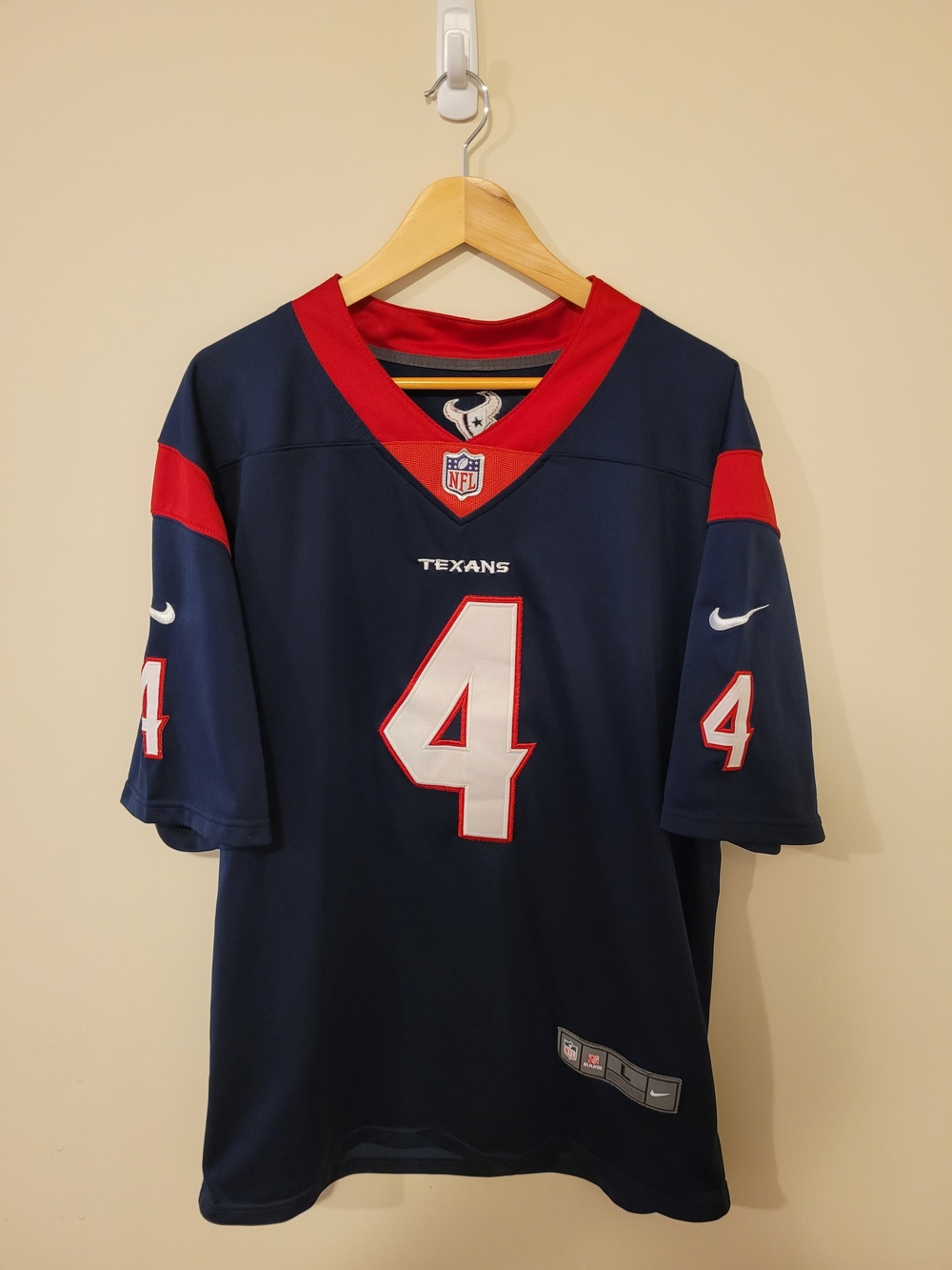 Nike Deshaun Watson Houston Texans #4 Navy Blue & Red Men's NFL Football Jersey